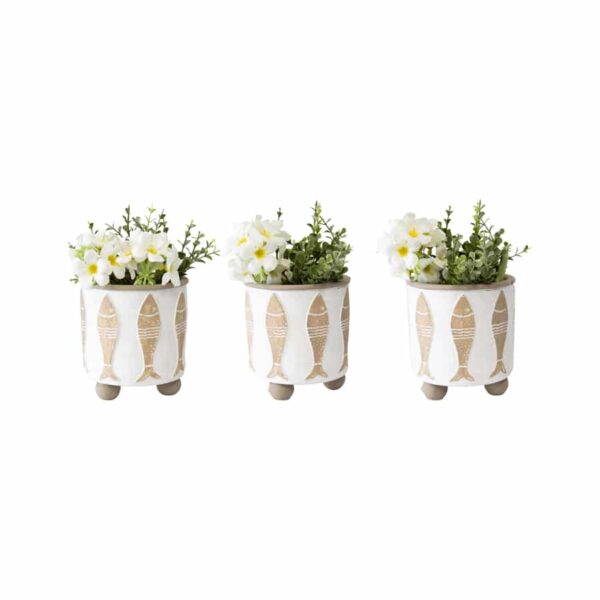 Footed Beach House Planter Set - 3 Pieces - Notbrand