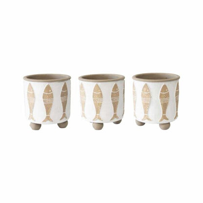 Footed Beach House Planter Set - 3 Pieces - Notbrand