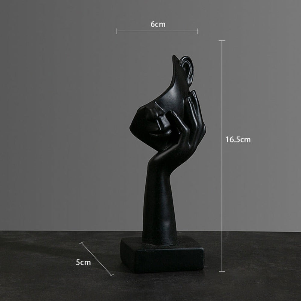 Set of 5 Resin Abstract Thinker Sculpture - Black - Notbrand