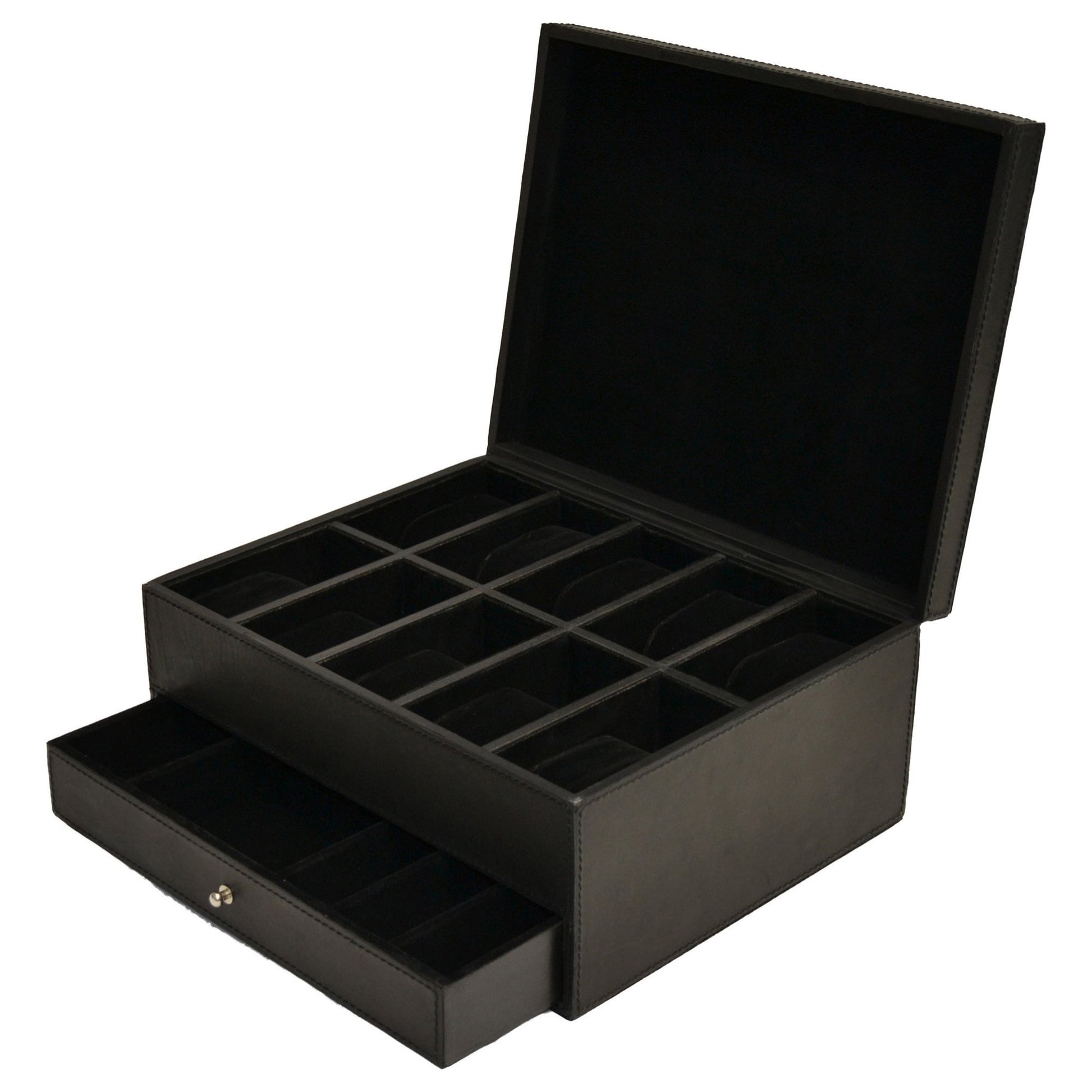 Balrus Leather Watch Holder & Jewellery Drawer - Black - Notbrand