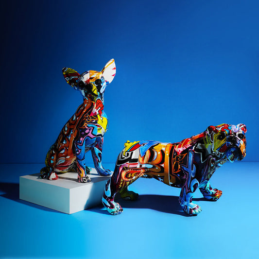 Absract Graffiti Resin Dog Sculpture - Notbrand