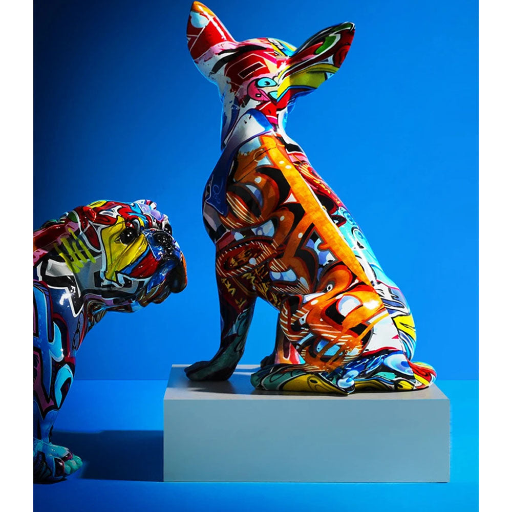 Absract Graffiti Resin Dog Sculpture - Notbrand