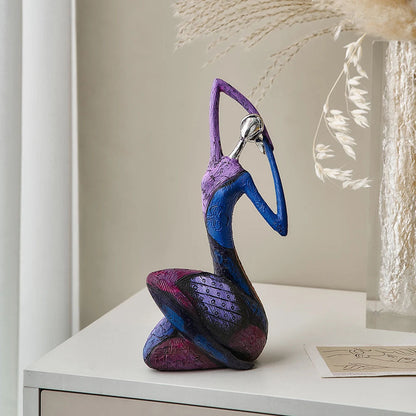 Nordic Style Abstract Woman Art Resin Sculpture in Purple - Notbrand