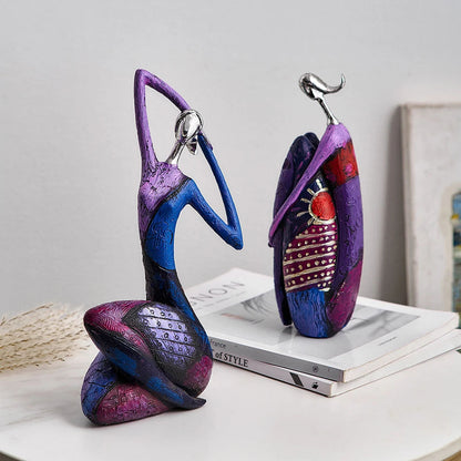 Nordic Style Abstract Woman Art Resin Sculpture in Purple - Notbrand