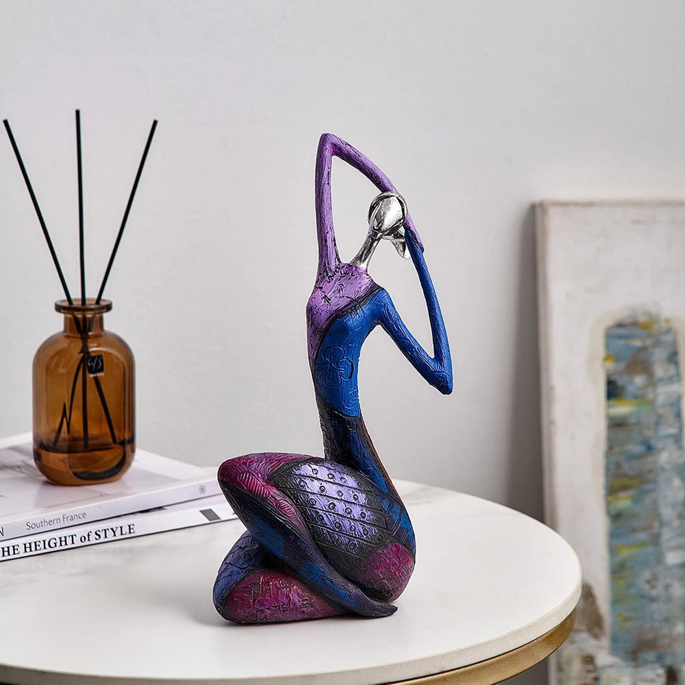 Nordic Style Abstract Woman Art Resin Sculpture in Purple - Notbrand