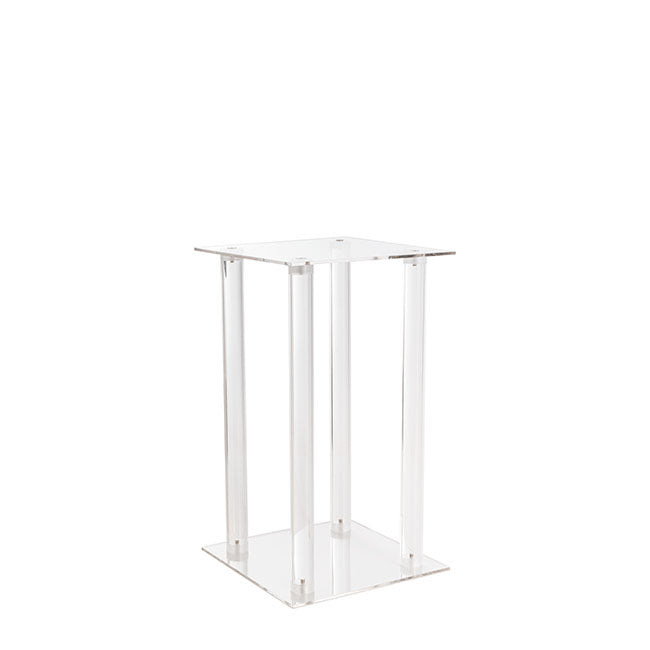 Acrylic Centrepiece Square Flower Stand Clear (25x25x50cmH) - Notbrand