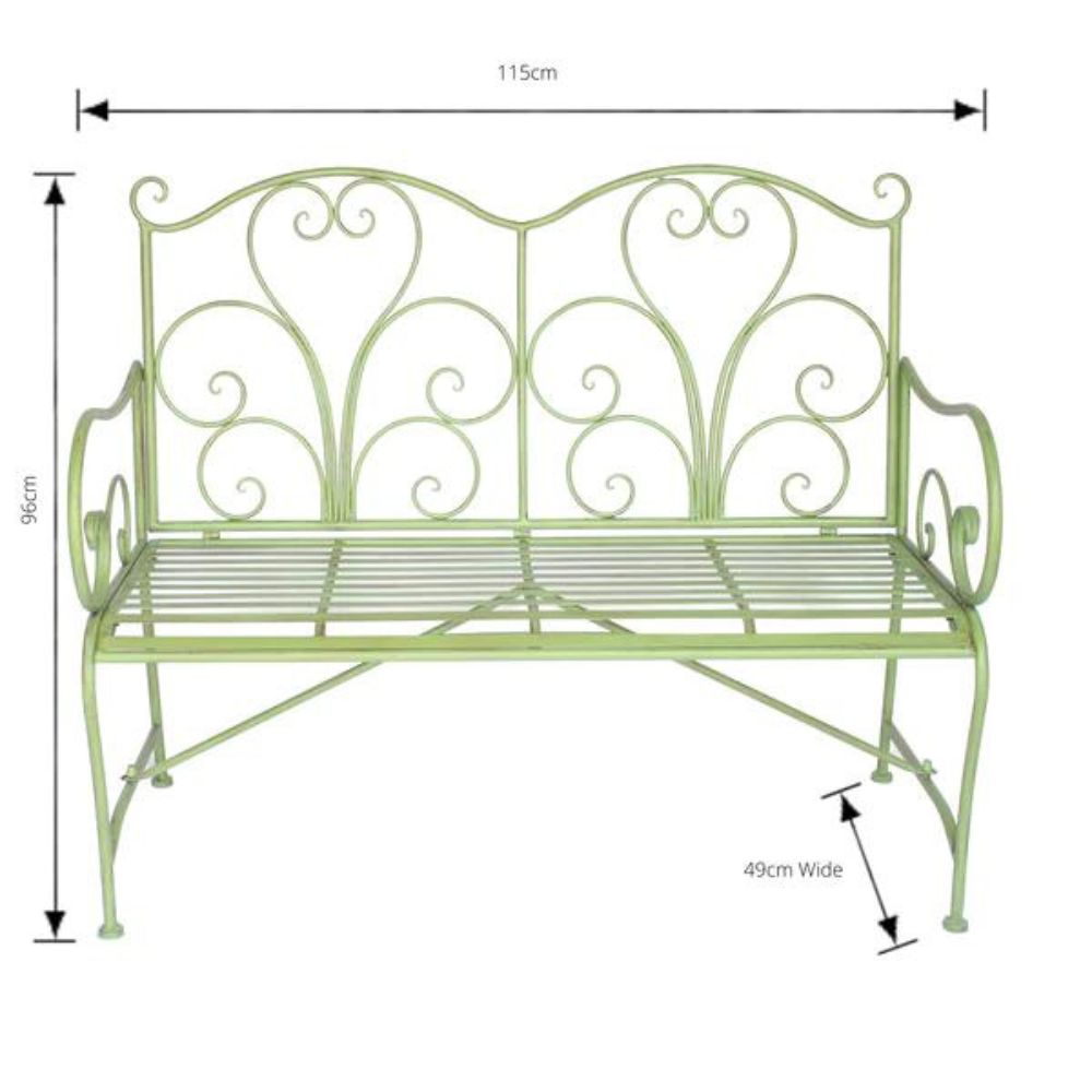 Adele Metal Garden Bench - Green Brush - NotBrand