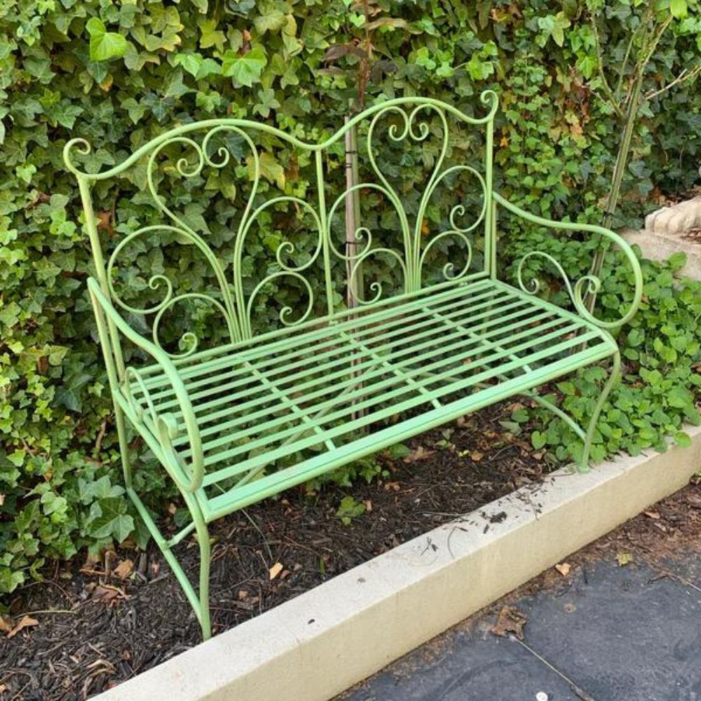 Adele Metal Garden Bench - Green Brush - NotBrand