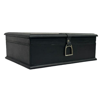 Afio Black Leather Jewellery Box with Stirrups - NotBrand