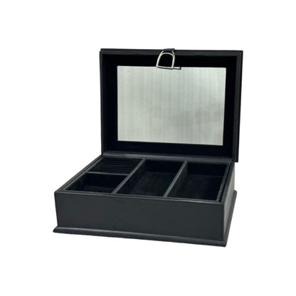 Afio Black Leather Jewellery Box with Stirrups - NotBrand