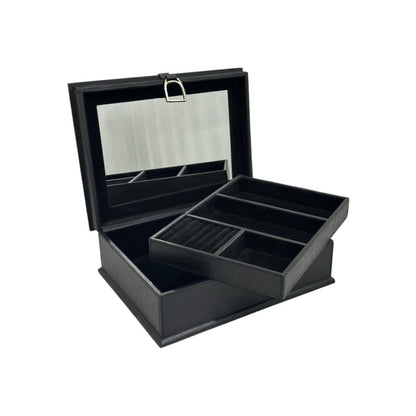 Afio Black Leather Jewellery Box with Stirrups - NotBrand