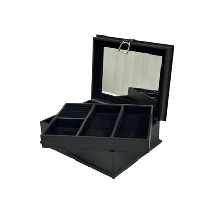 Afio Black Leather Jewellery Box with Stirrups - NotBrand