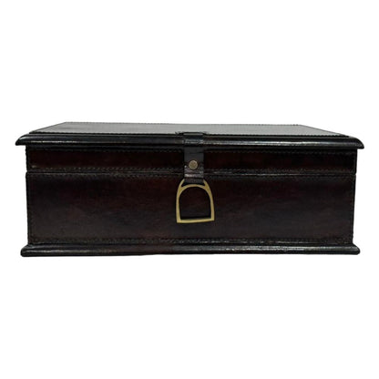 Afio Dark Leather Jewellery Box with Stirrups - NotBrand