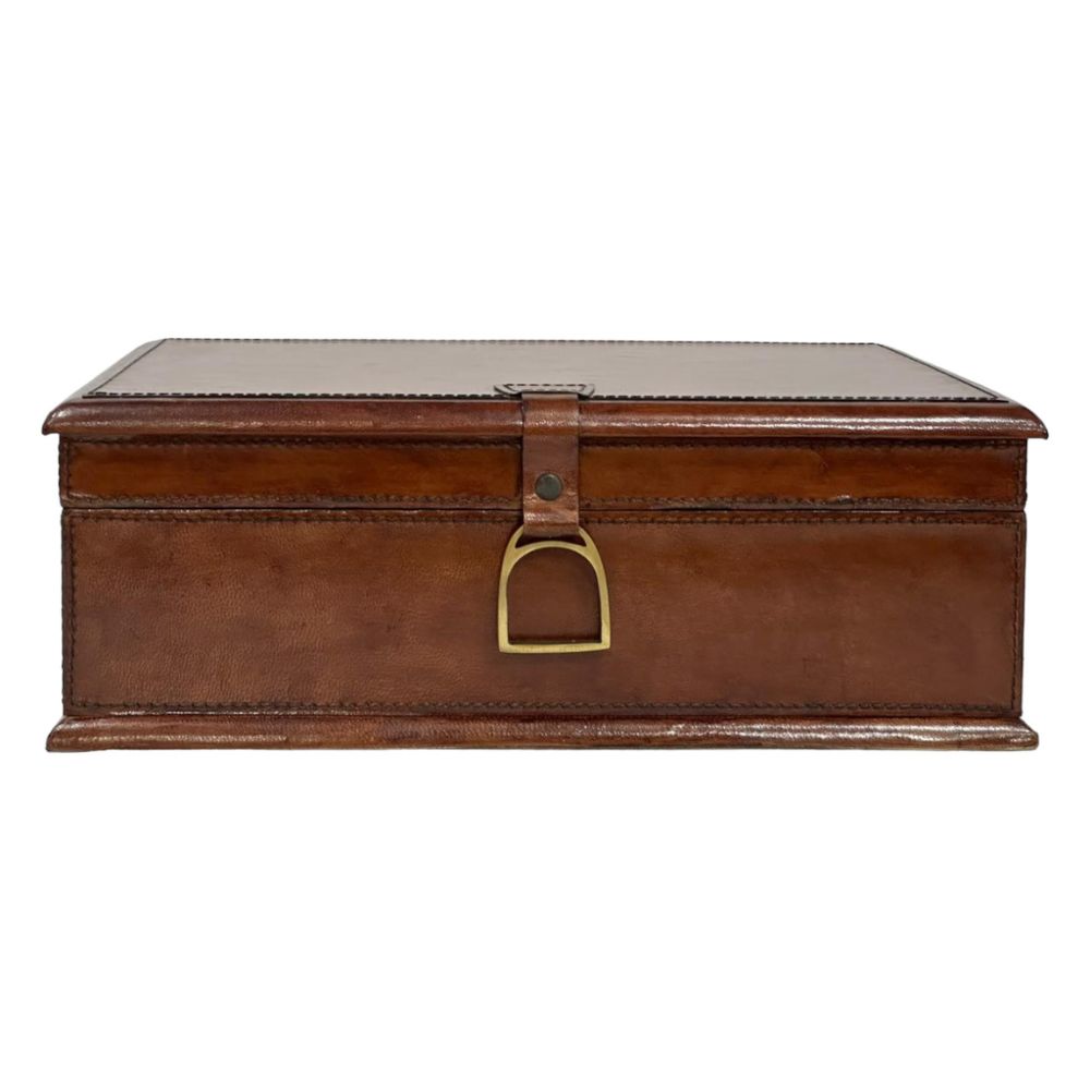 Afio Tan Leather Jewellery Box with Stirrups - NotBrand