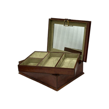 Afio Tan Leather Jewellery Box with Stirrups - NotBrand