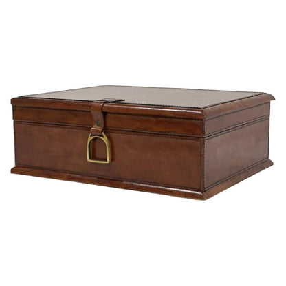 Afio Tan Leather Jewellery Box with Stirrups - NotBrand