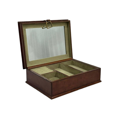 Afio Tan Leather Jewellery Box with Stirrups - NotBrand