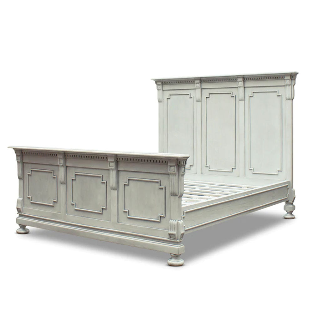 Augusta Mindy Wood Bed In Aged Grey - Range - House of Hyne