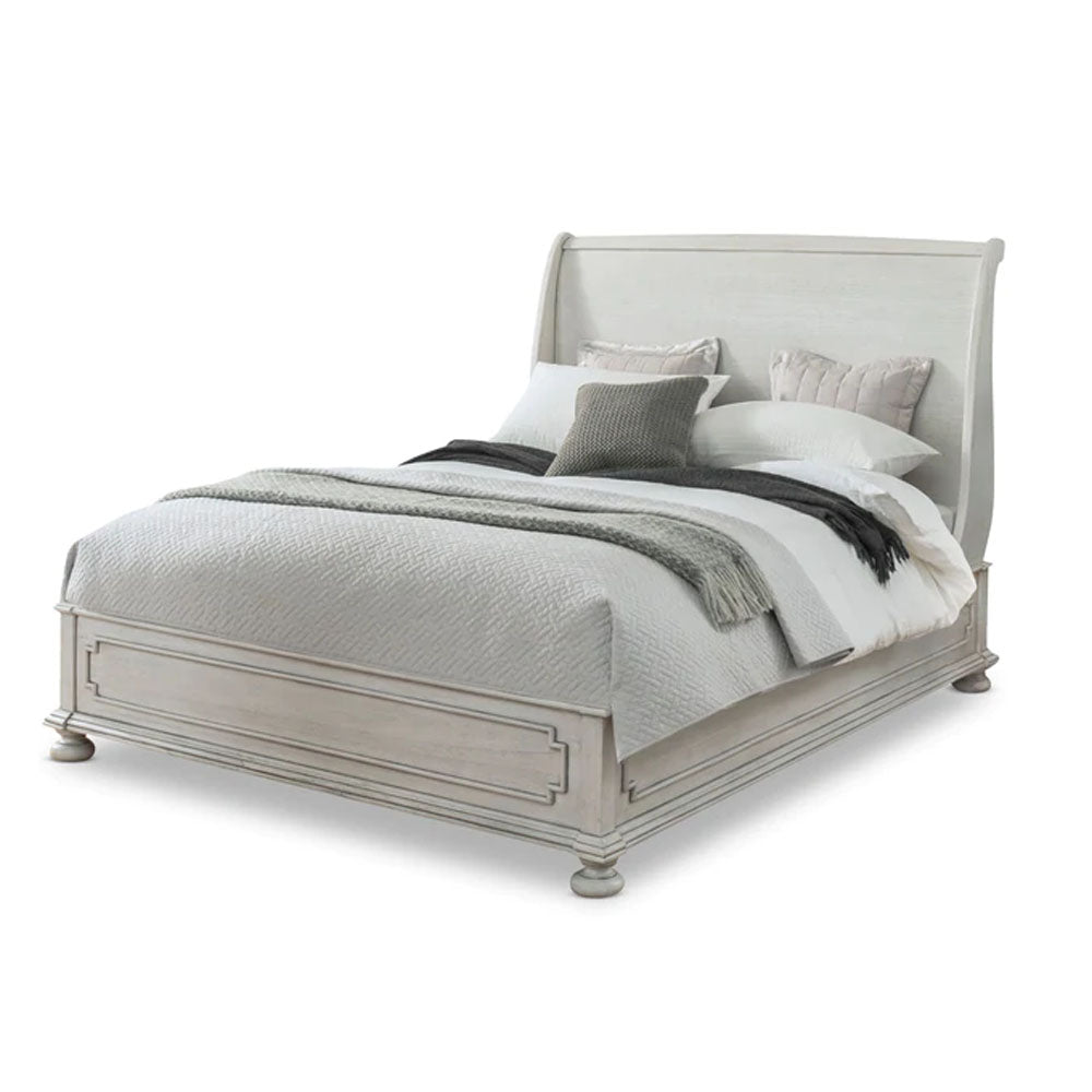 Augusta Sleigh Bed In Mindy Wood - Range - House of Hyne