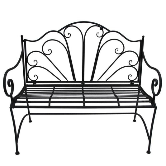 Ava Metal Steel Outdoor Seat Bench - Black - NotBrand
