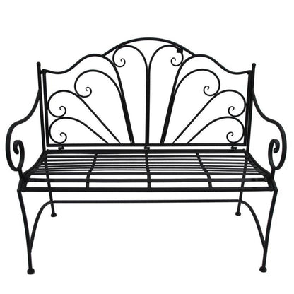 Ava Metal Steel Outdoor Seat Bench - Black - NotBrand