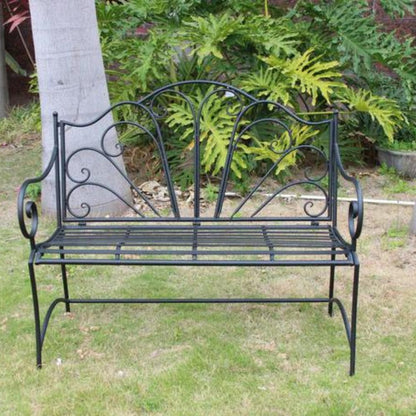 Ava Metal Steel Outdoor Seat Bench - Black - NotBrand