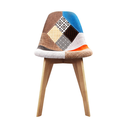 Artiss Retro Beech Fabric Dining Chair in Multi Colour - Set of 2 - Notbrand