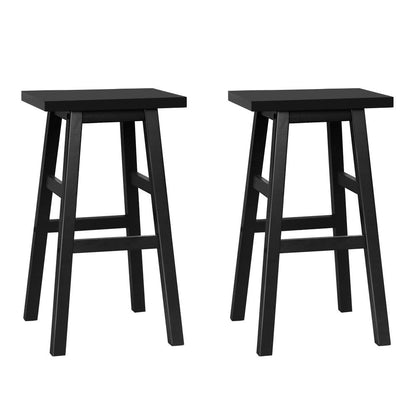 Artiss Beech Wood Bar Stools in Black - Set of 2 - Notbrand