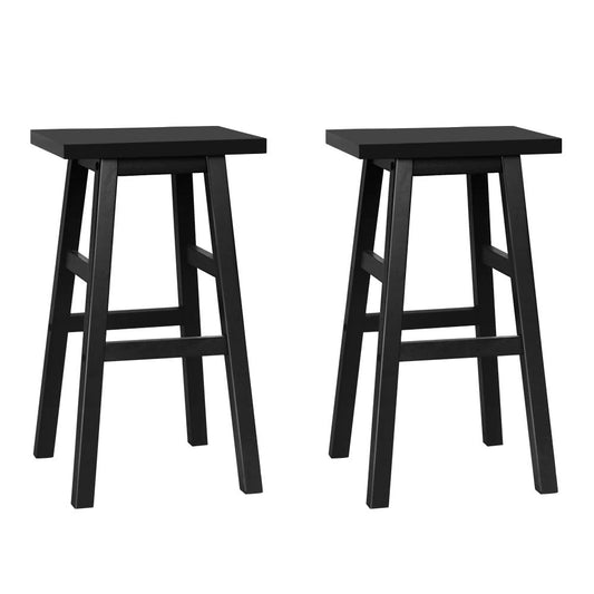 Artiss Beech Wood Bar Stools in Black - Set of 2 - Notbrand