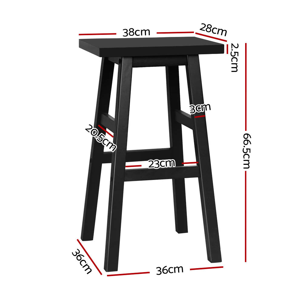 Artiss Beech Wood Bar Stools in Black - Set of 2 - Notbrand