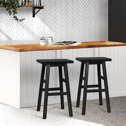 Artiss Beech Wood Bar Stools in Black - Set of 2 - Notbrand