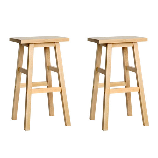 Artiss Beech Wood Bar Stools in Natural - Set of 2 - Notbrand