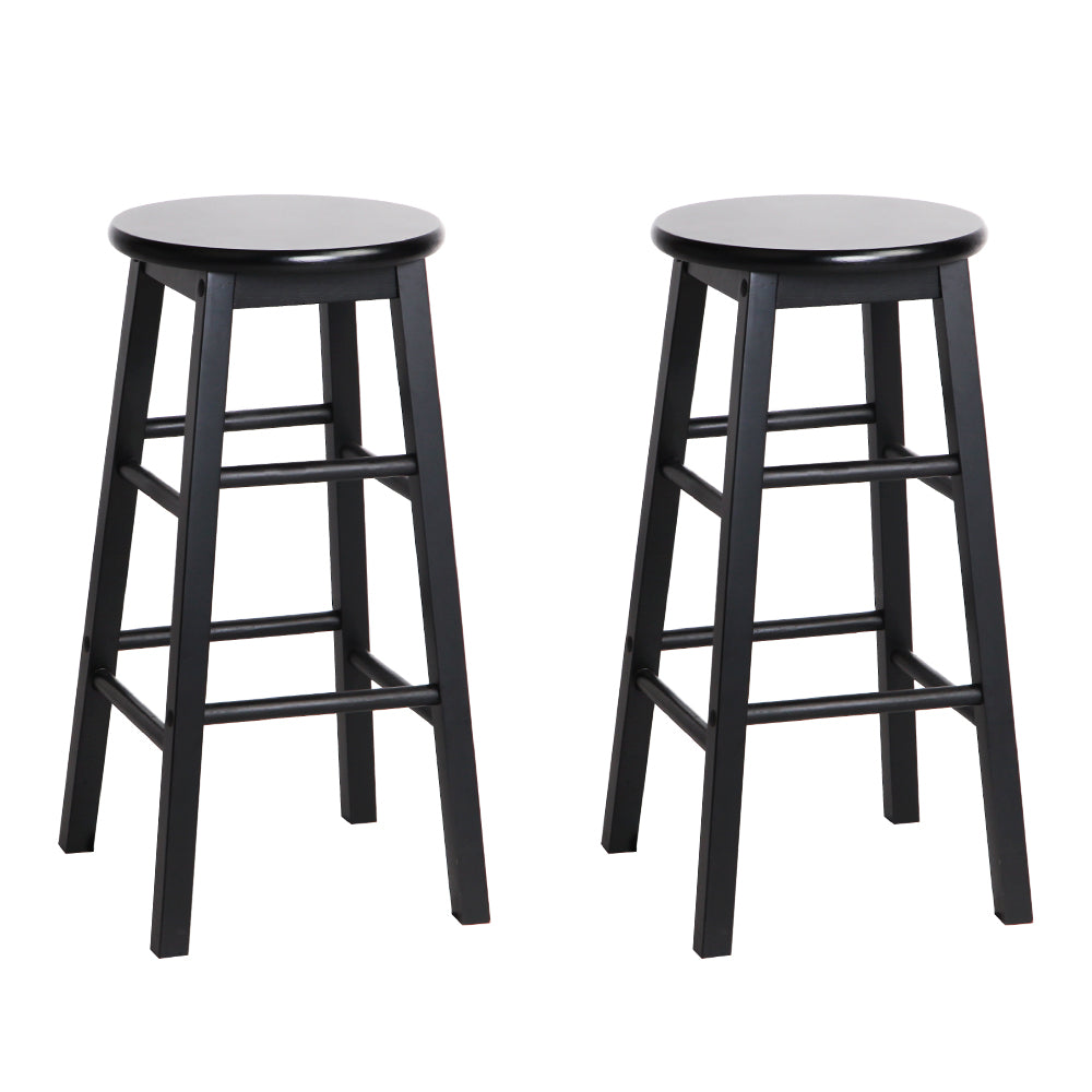 Artiss Beech Wood Backless Bar Stools in Black - Set of 2 - Notbrand