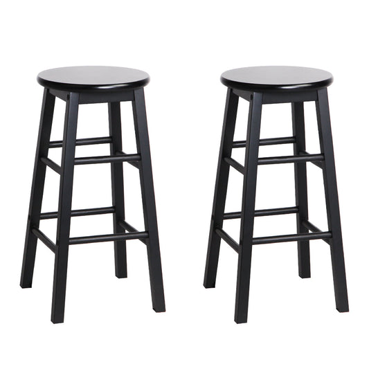 Artiss Beech Wood Backless Bar Stools in Black - Set of 2 - Notbrand