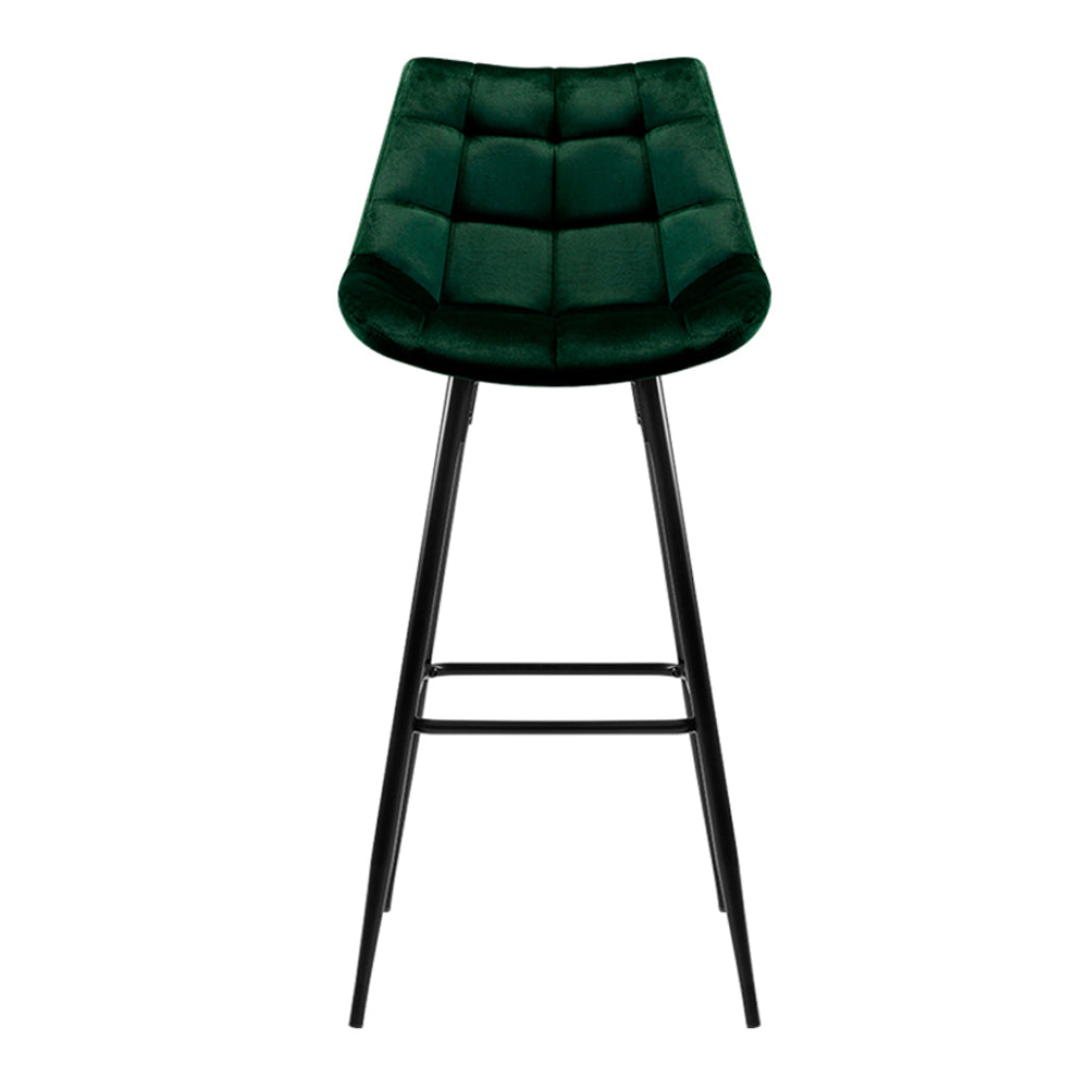 Artiss Set of 2 Velvet Bar Stools - Green - Notbrand