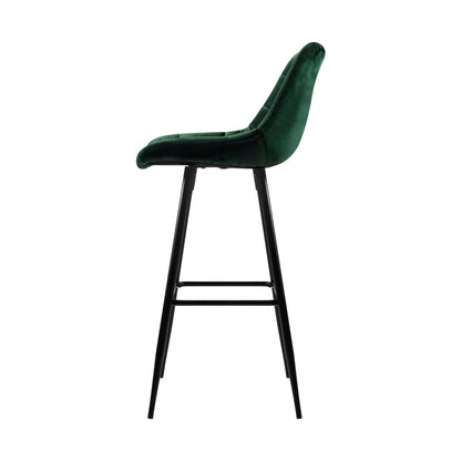 Artiss Set of 2 Velvet Bar Stools - Green - Notbrand