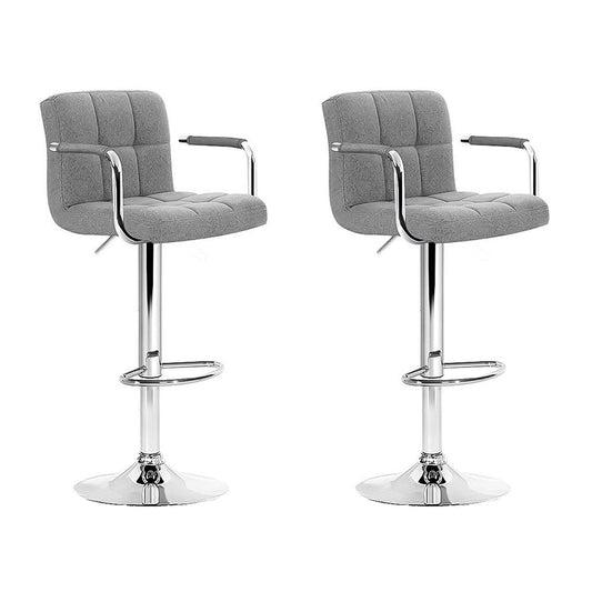 Artiss Set of 2 Bar Stools Gas lift Swivel - Steel and Grey - Notbrand