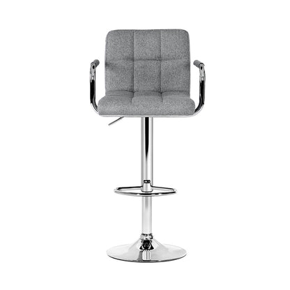 Artiss Set of 2 Bar Stools Gas lift Swivel - Steel and Grey - Notbrand