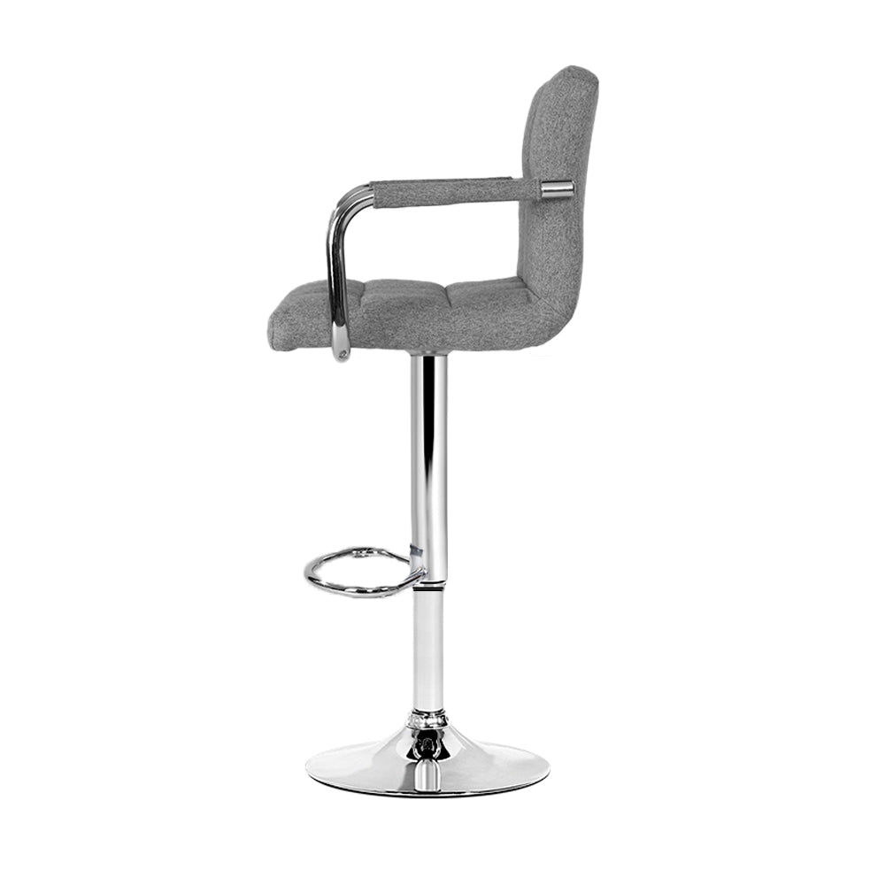 Artiss Set of 2 Bar Stools Gas lift Swivel - Steel and Grey - Notbrand