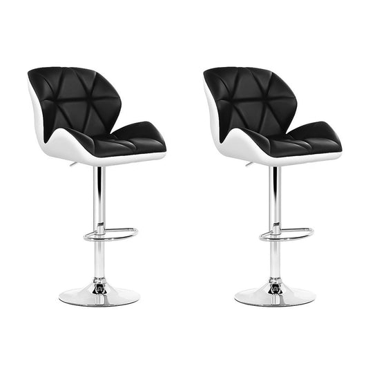 Artiss Kitchen Bar Stools in White, Black & Chrome - Set of 2 - Notbrand