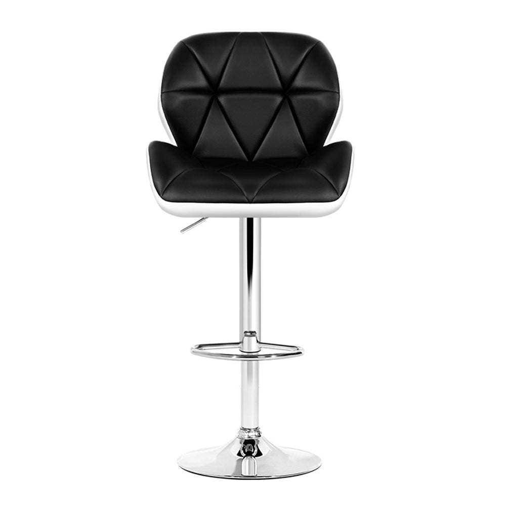 Artiss Kitchen Bar Stools in White, Black & Chrome - Set of 2 - Notbrand