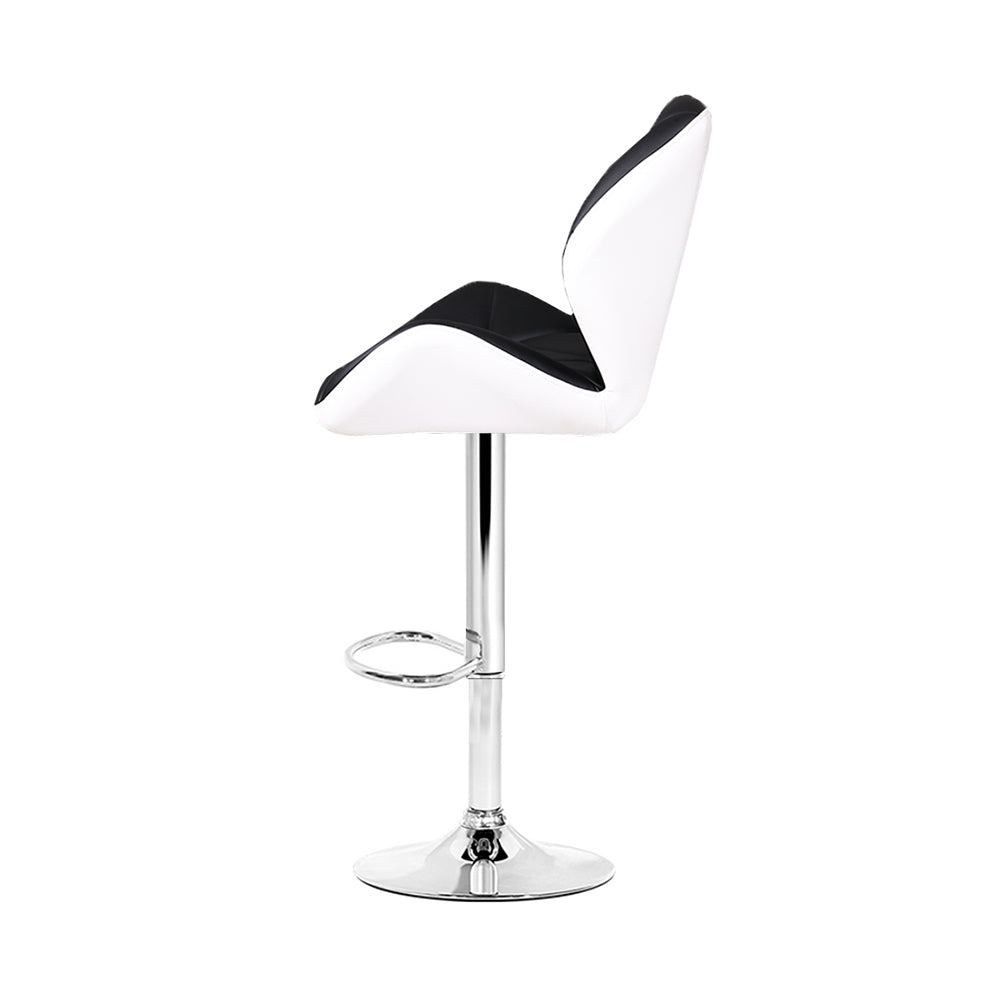 Artiss Kitchen Bar Stools in White, Black & Chrome - Set of 2 - Notbrand