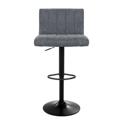 Artiss Set of 2 Bar Stools PU Leather Line Style - Grey - Notbrand