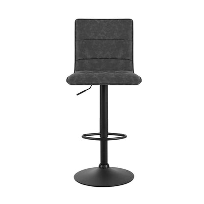 Artiss Set of 2 Bar Stools PU Leather Smooth Line Style - Grey and Black - Notbrand