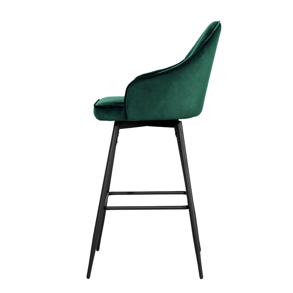 Artiss Mesial Velvet Dining Bar Stools in Green Set - 2 Pieces - Notbrand