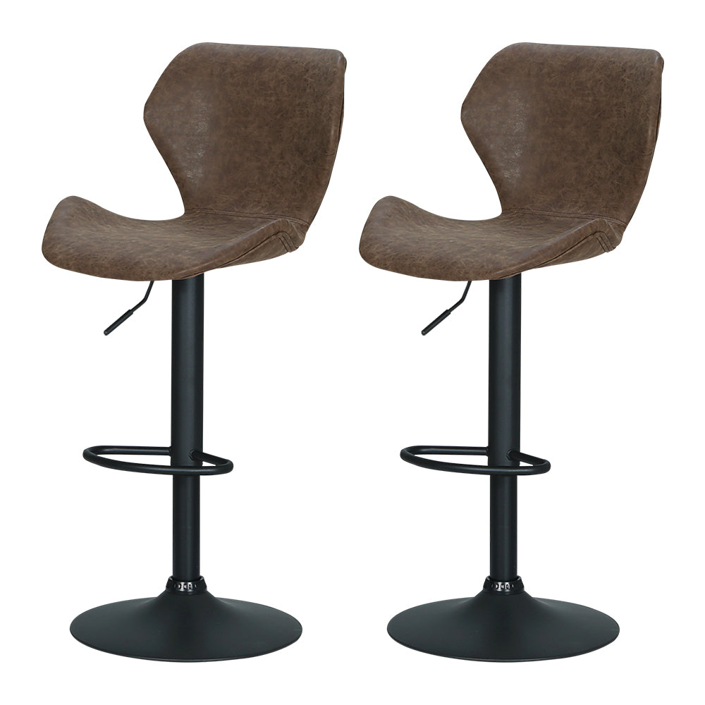 Artiss Frawley Swivel Metal Bar Stools in Brown Set - 2 Pieces - Notbrand