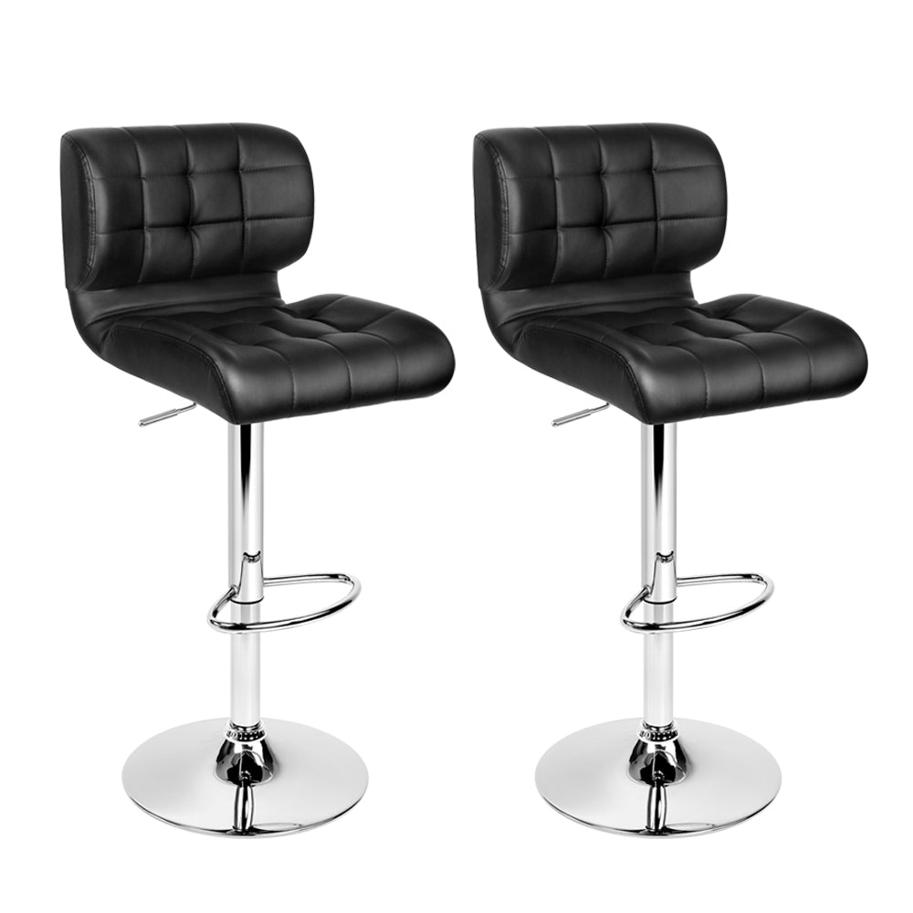 Artiss PU Leather Gas Lift Bar Stools in Black & Chrome - Set of 2 - Notbrand