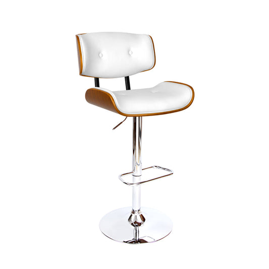 Artiss Wooden Gas Lift Bar Stool - White & Chrome - Notbrand