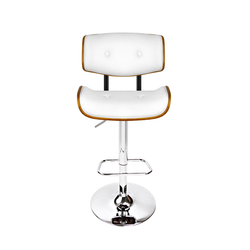 Artiss Wooden Gas Lift Bar Stool - White & Chrome - Notbrand