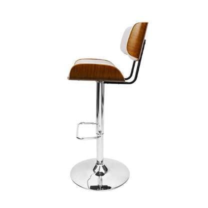 Artiss Wooden Gas Lift Bar Stool - White & Chrome - Notbrand